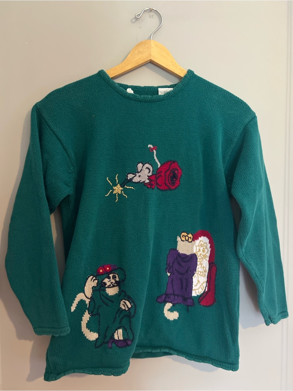 Northern Getaway Vintage Teal Knit Sweater 100% Cotton